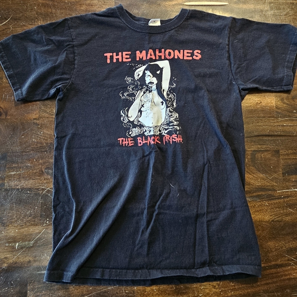 The Mahones Black Irish Graphic Band Tee - Black with Red & White Print - Picture 1 of 1